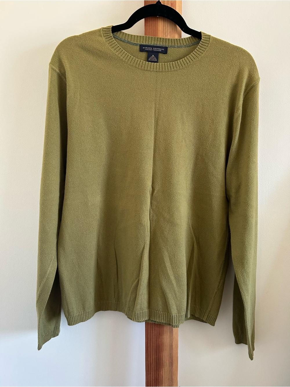 Banana Republic Olive Crewneck Cotton-Cashmere Sweater